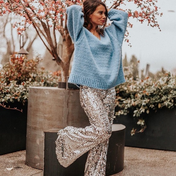 BLOGGERS FAVORITE NWT Zara Shimmering Gold Wide Leg Pants - Picture 5 of 5